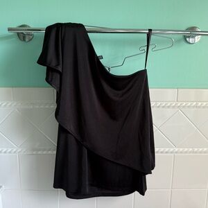 Black One Shoulder Asymmetrical Black Top